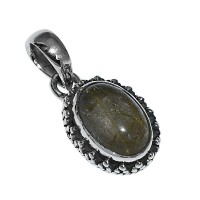 Golden Rutile Oval Shape 925 Sterling Silver Pendant Jewelry Gift For Her