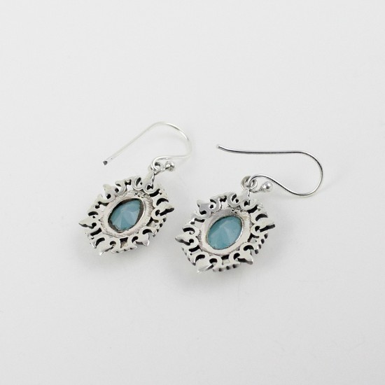Aura Of Beauty !! Blue Chalcedony 925 Sterling Silver Earring