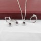 Great Impression Red Garnet White CZ Jewellery Set 925 Sterling Silver With Rhodium Polished Set Jewellery