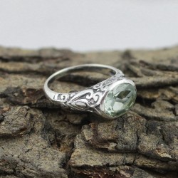 Hot New Products !! Green Amethyst 925 Sterling Silver Ring Jewelry