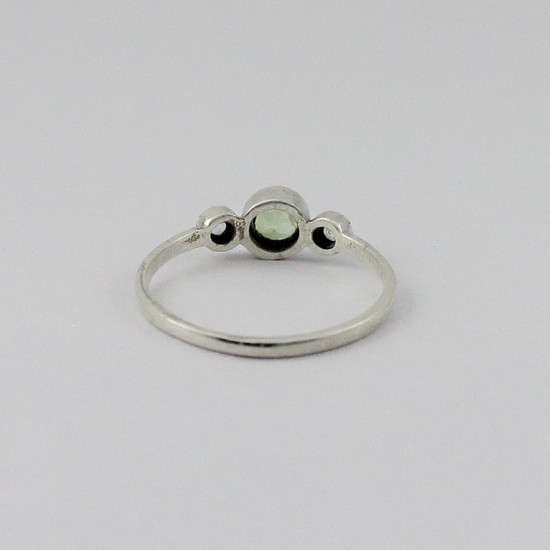 Pure Beauty Round Shape Green Amethyst 925 Sterling Silver Ring