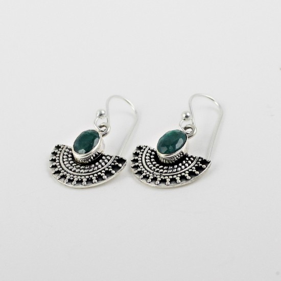 Green Corundum 925 Sterling Silver Dangle Earring Jewelry