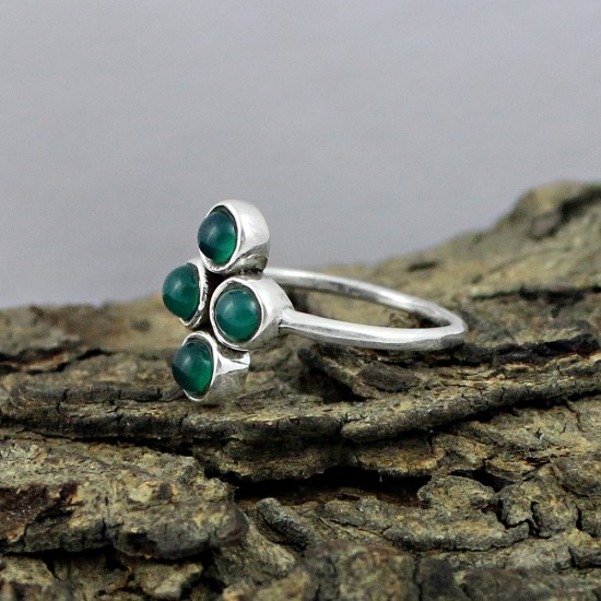 Amazing !! Green Onyx 925 Sterling Silver Handmade Ring Jewelry