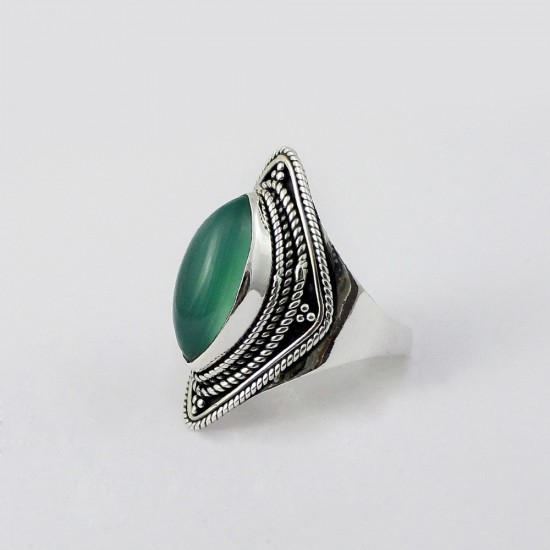 Green Onyx 925 Sterling Silver Handmade Ring Jewelry For Her