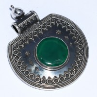 Green Onyx Pendant 925 Sterling Silver Handmade Jewelry Exporter Oxidized Silver Jewelry