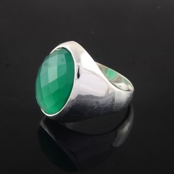 Attractive Look !! Green Onyx Ring 925 Sterling Silver Solitaire Ring Jewelry