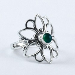 Green Onyx Ring Flower Shape Handmade 925 Sterling Silver Ring Jewellery Wholesale Silver Jewellery