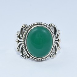 Natural Green Onyx Ring Handmade 925 Sterling Silver Boho Ring Jewelry Exporter