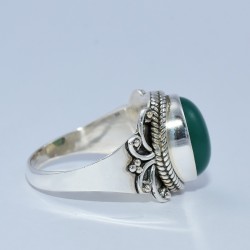 Natural Green Onyx Ring Handmade 925 Sterling Silver Boho Ring Jewelry Exporter