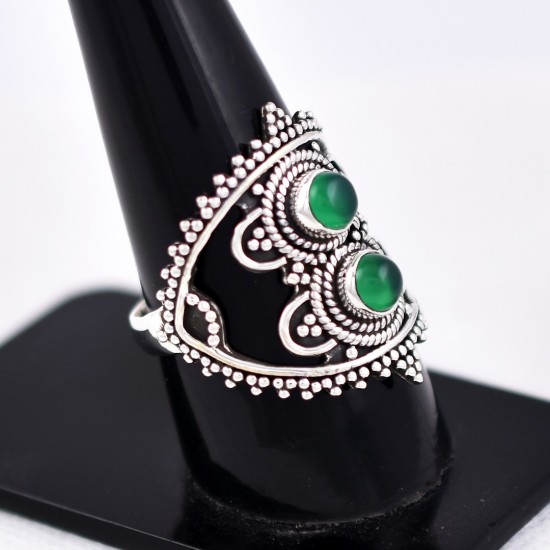 Green Onyx Ring Handmade 925 Sterling Silver Jewellery Boho Ring Oxidized Silver Jewellery