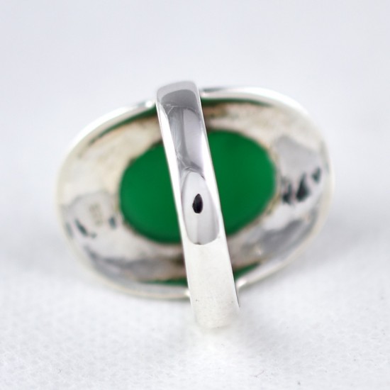 Green Onyx Ring Oval Shape Solitaire Ring 925 Sterling Silver Handmade Jewelry Gift For Her