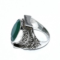 Green Onyx Ring Solid 925 Sterling Silver Oxidized Silver Ring Boho Ring Handmade Silver Jewellery