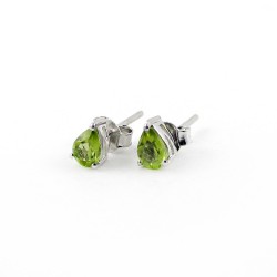 Green Peridot 925 Silver Rhodium Plated Stud Earring Jewelry