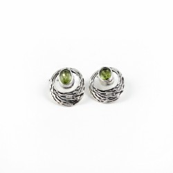 Green Peridot 925 Sterling Silver Stud Earring Women Jewelry