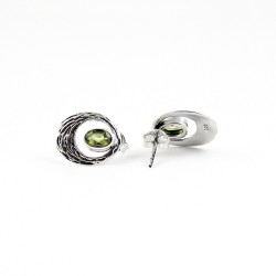Green Peridot 925 Sterling Silver Stud Earring Women Jewelry
