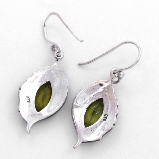 Green Peridot Gemstone Earring 925 Sterling Solid Silver Oxidized Silver Earring Wholesale Silver Jewelry