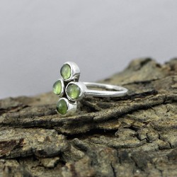 Natural Green Prehnite 925 Sterling Silver Ring Jewelry