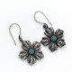 Green Turquoise Flower Shape 925 Sterling Silver Handmade Earring Jewelry Gift For Her