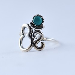 Green Turquoise Ring Handmade 925 Sterling Silver Indian Religious Ring Boho Ring Jewellery