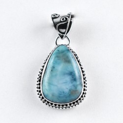 Handmade 925 Sterling Silver Larimar Pendant Pear Shape 925 Stamped Jewelry Wholesale Silver Jewelry