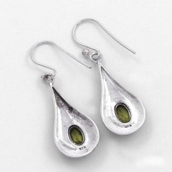 Handmade Drop Dangle Earrings Oxidized Jewellery Solid 925 Sterling Silver Peridot Gemstone Earrings Jewellery
