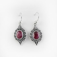 Handmade Dangle Earring Red Corundum 925 Sterling Silver Jewelry