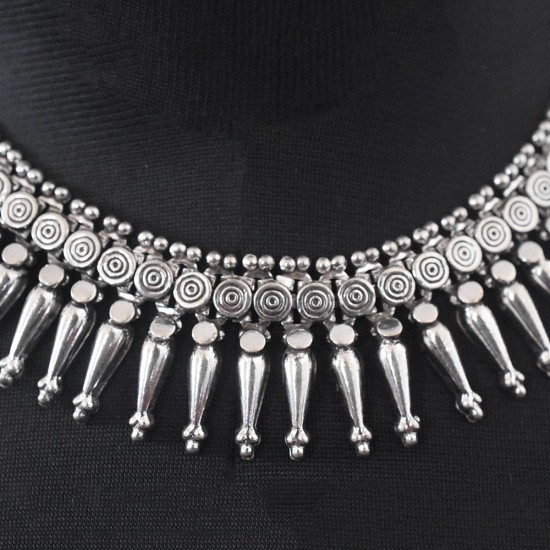 Surprised Gift !! Indian Birdal Necklace 925 Sterling Silver Oxidized Silver Necklace Handmade Silver Jewelry