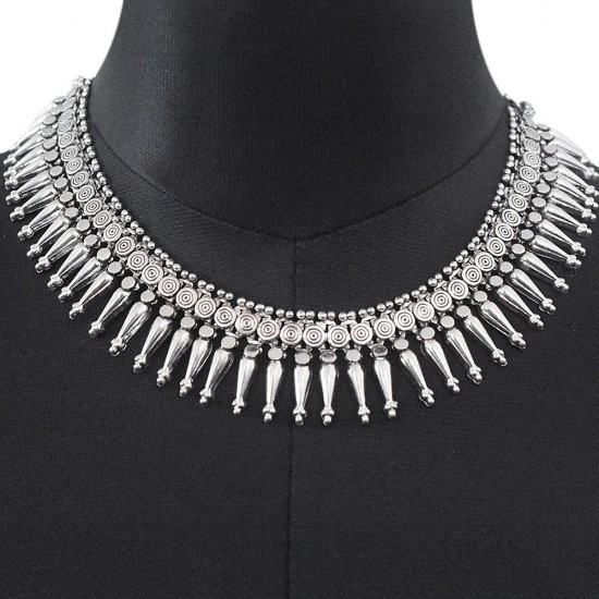 Surprised Gift !! Indian Birdal Necklace 925 Sterling Silver Oxidized Silver Necklace Handmade Silver Jewelry