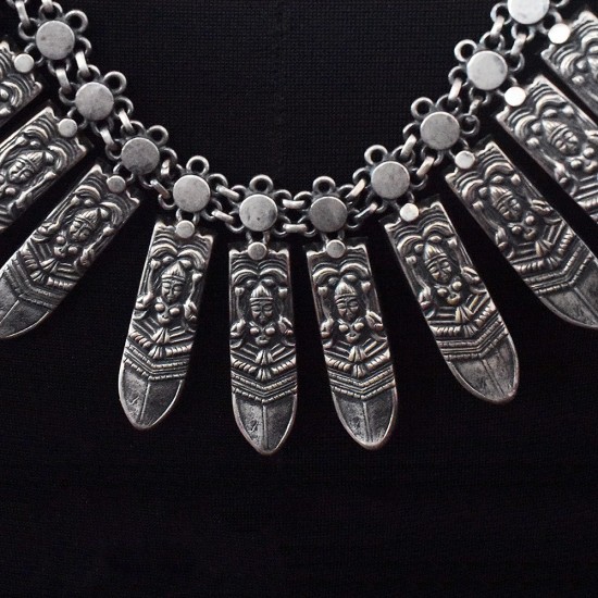 Indian Tribe Plain 925 Sterling Silver Necklace Handmade Silver Jewelry Oxidized Silver Necklace