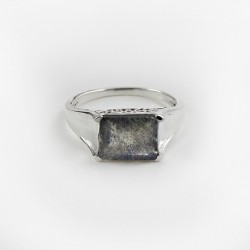 Exclusive Design!! Labradorite 925 Sterling Silver Rhodium Plated Ring Jewelry