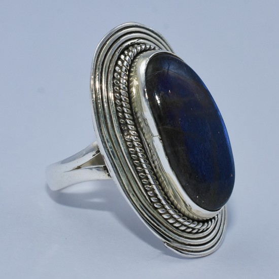 Blue Fire Labradorite Ring Handmade 925 Sterling Silver Handmade Silver Ring Jewelry