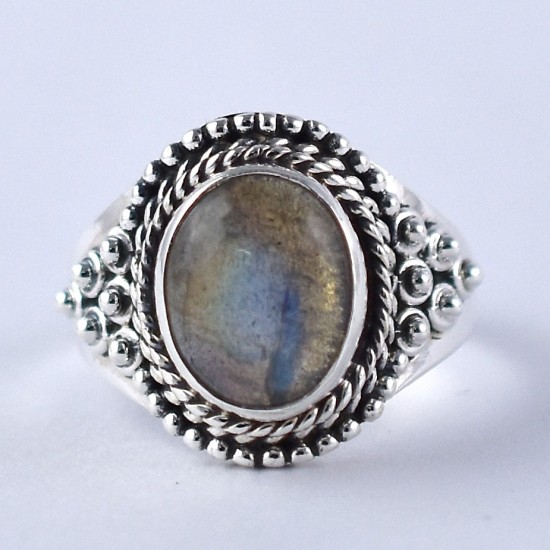 Labradorite Ring Handmade 925 Sterling Silver Oxidized Silver Jewelry Boho Ring Gift For Her