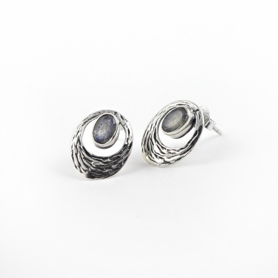 Labradorite Stud Earring 925 Sterling Silver Fashion Jewelry