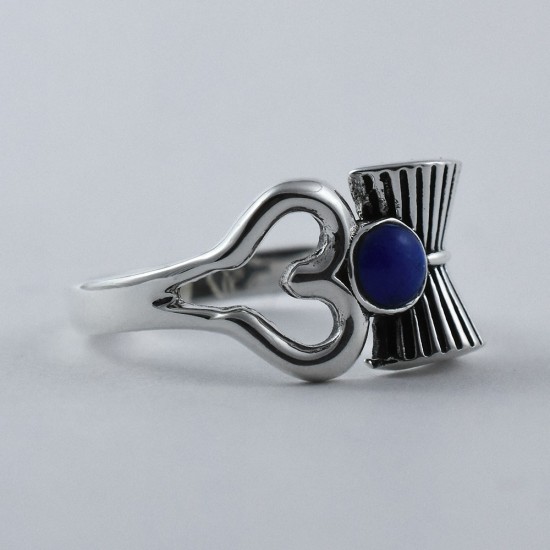 Lapis Lazuli OM Shape Ring 925 Sterling Silver Indian Religious Ring Jewelry Artisan Design Jewelry