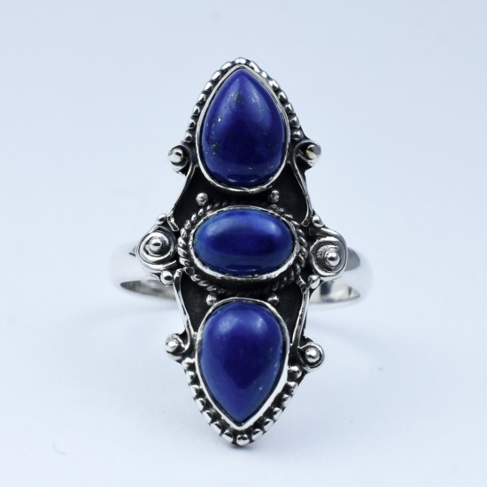Lapis Lazuli Ring Handmade 925 Sterling Silver Friendship Ring Oxidized Silver Jewellery Indian Silver Jewellery