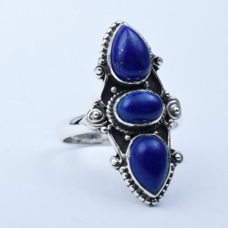 Lapis Lazuli Ring Handmade 925 Sterling Silver Friendship Ring Oxidized Silver Jewellery Indian Silver Jewellery