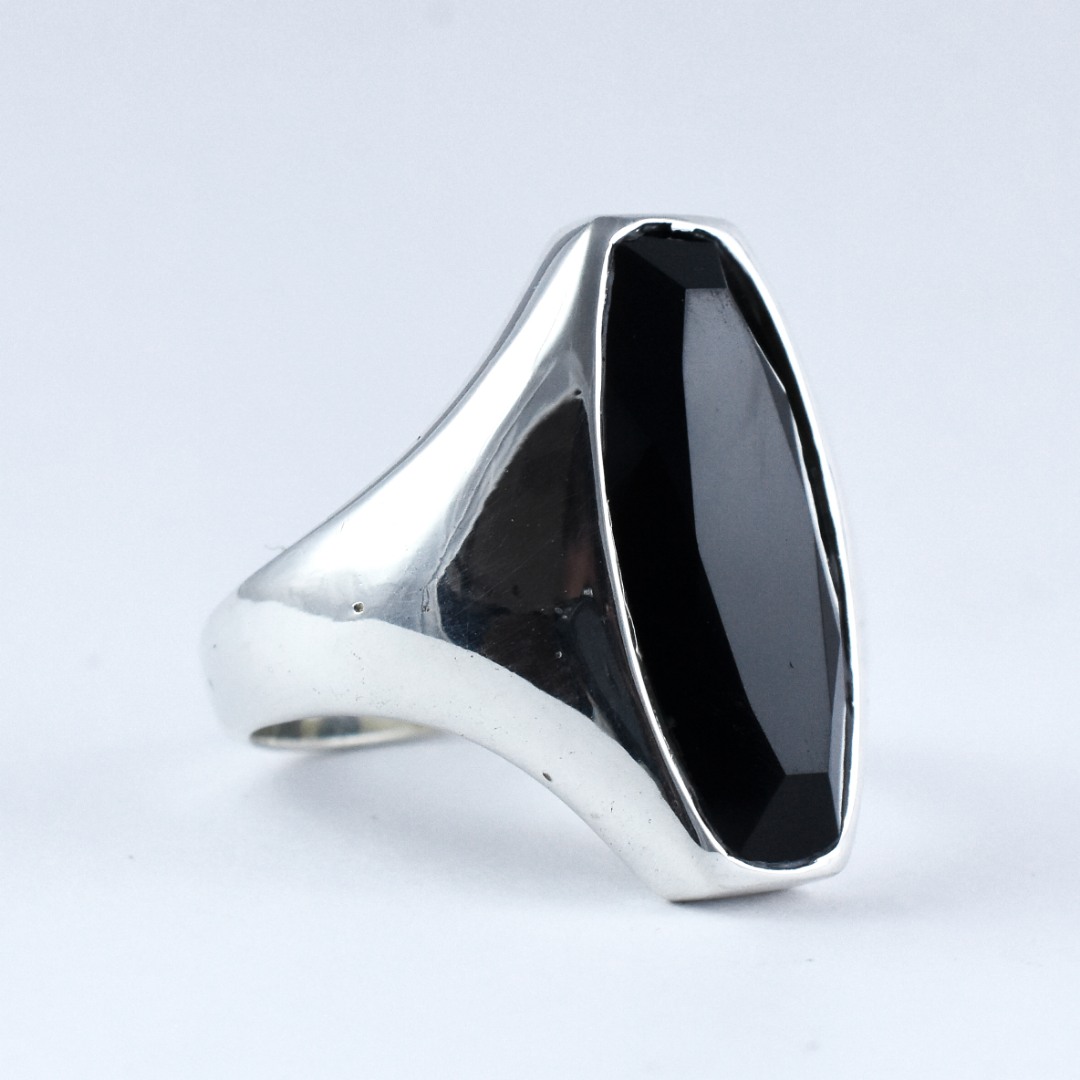 Handmade Sterling Silver Stylish Ring With Black Onyx Genuine Solid Stamped 925 