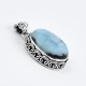 Larimar Pendant Oval Shape 925 Sterling Silver Oxidized Silver Indian Jewellery