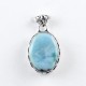 Larimar Pendant Oval Shape 925 Sterling Silver Oxidized Silver Indian Jewellery
