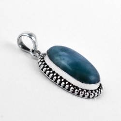 Larimar Pendant Oval Shape Handmade 925 Sterling Silver Jewelry 925 Stamped Oxidized Silver Jewelry