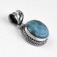 Larimar Pendant Round Shape 925 Sterling Silver Manufacture Silver Jewelry Artisan Design Jewelry