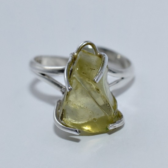 Lemon Quartz 925 Sterling Silver Handmade Ring Rough Stone Ring Jewelry Gift For Her