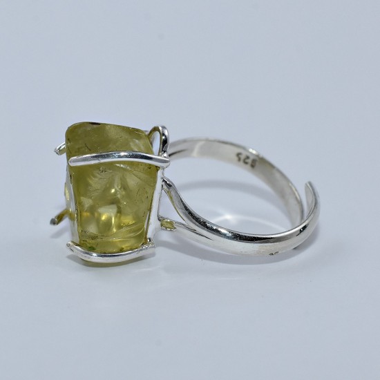 Lemon Quartz 925 Sterling Silver Handmade Ring Rough Stone Ring Jewelry Gift For Her