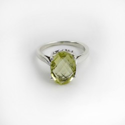 Lemon Quartz Rhodium Plated 925 Sterling Silver Ring Jewelry