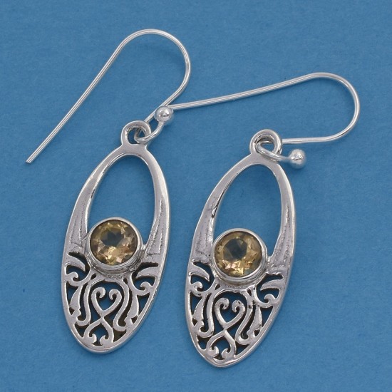 Lovely Yellow Citrine Gemstone 925 Sterling Silver Drop Dangle Earring Wholesale Silver Jewellery Exporter