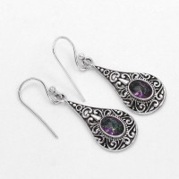 Magical Mystic Topaz Earrings Handmade 925 Sterling Silver Oxidized Silver Jewellery 925 Stamped Jewellery