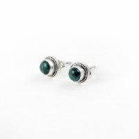 Green Malachite Gemstone 925 Sterling Silver Stud Earring