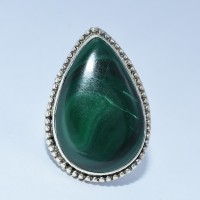 Malachite Ring Pear Shape Handmade 925 Sterling Silver Traditional Jewelry Gift For Her