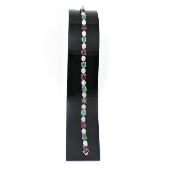 Emerald Ruby Gemstone 925 Sterling Silver Amazing Design Bracelet Jewelry