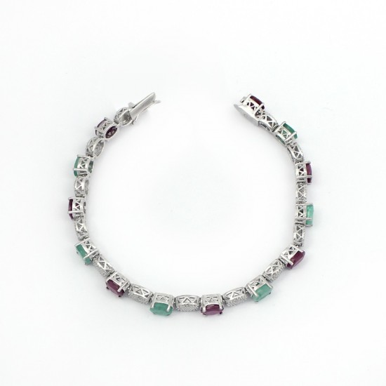 Emerald Ruby Gemstone 925 Sterling Silver Amazing Design Bracelet Jewelry